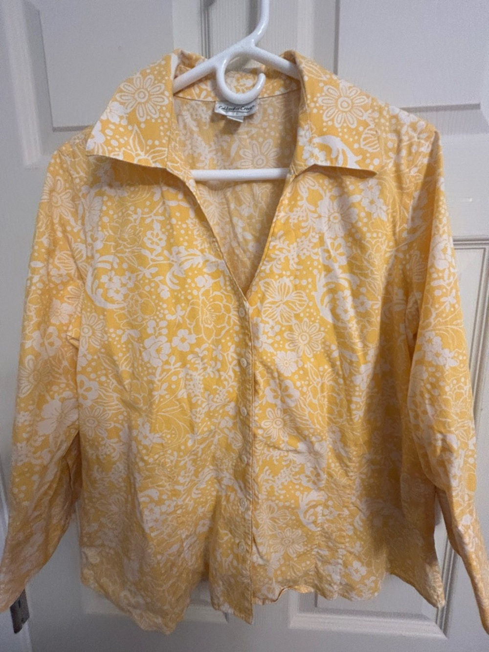 Coldwater Creek Yellow and White Floral Shirt 1x